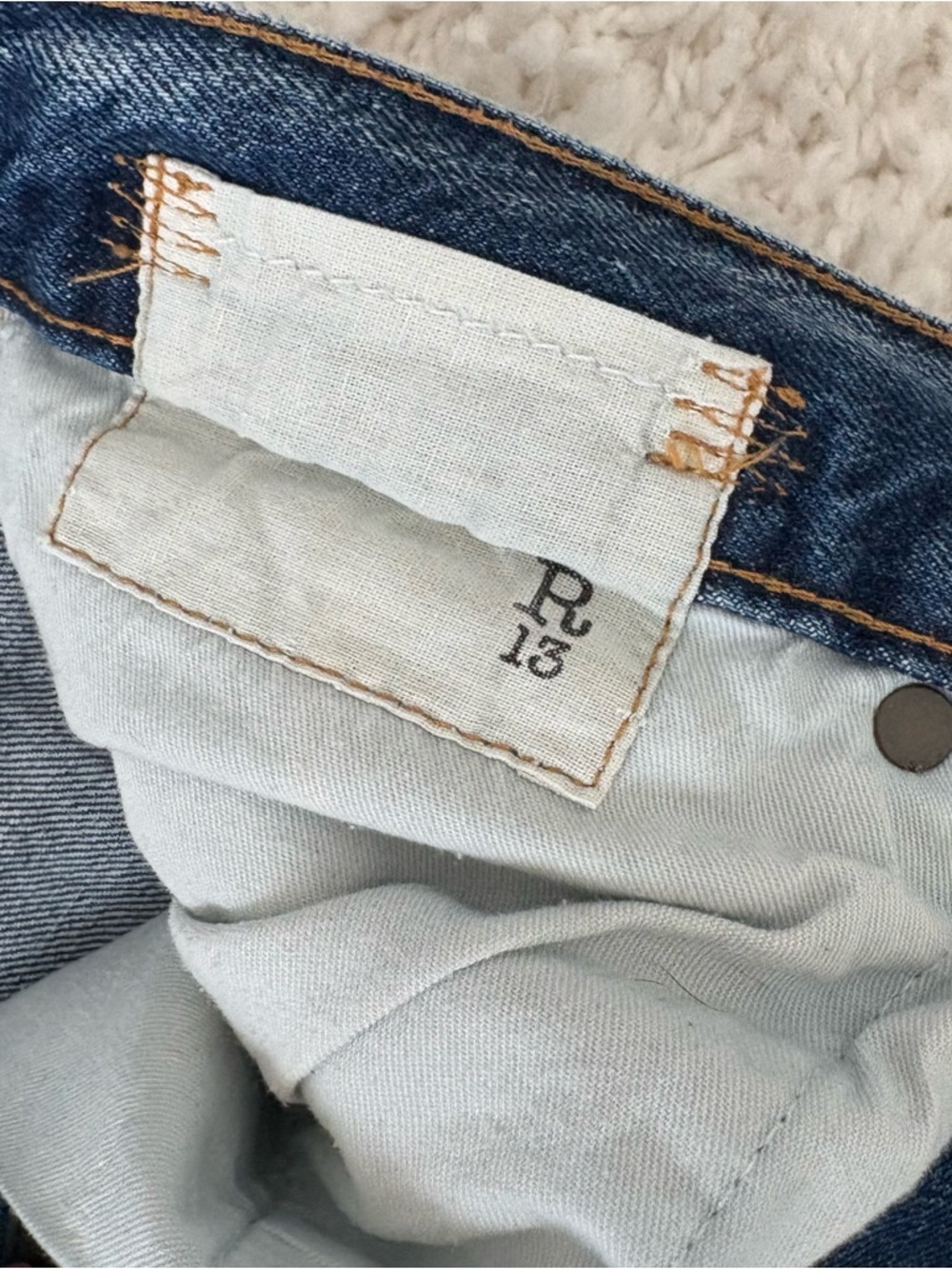 R13 Women's Dark Blue Distressed Boyfriend Jeans 28 - Picture 4 of 7